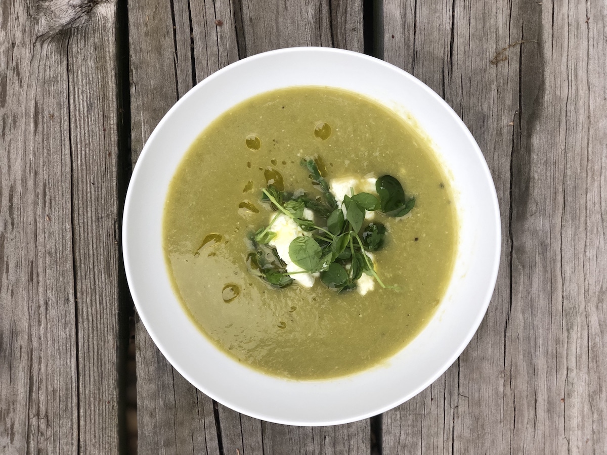 Try this tasty asparagus soup recipe made with sheep milk cheese by Green Dirt Farm.
